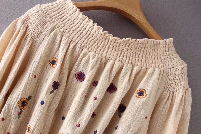 Cotton Linen Bohemian Blouse | Boho Lantern Sleeve Top | Boho Top | Spring Blouse | Boho Blouses for Women | Summer Blouse | Boho Shirts