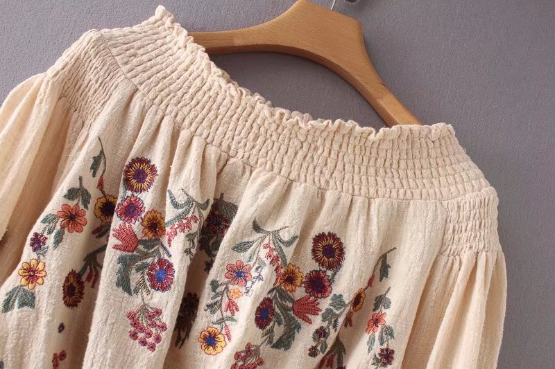 Cotton Linen Bohemian Blouse | Boho Lantern Sleeve Top | Boho Top | Spring Blouse | Boho Blouses for Women | Summer Blouse | Boho Shirts