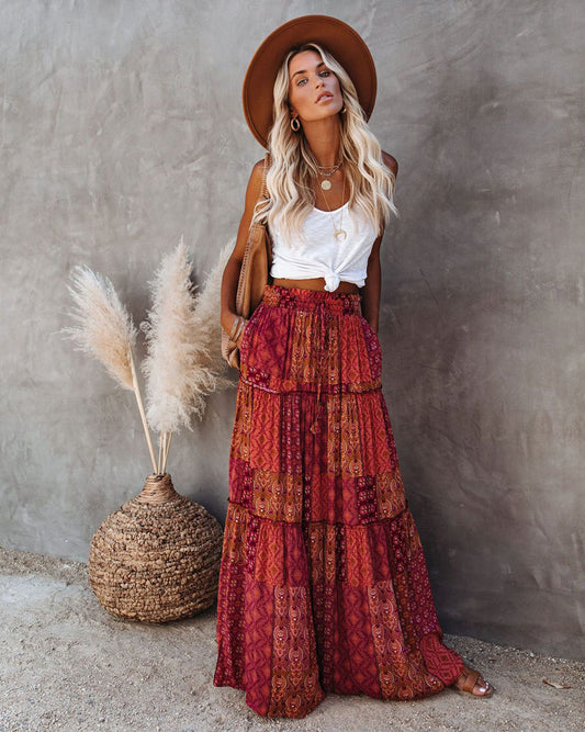 Summer Maxi Skirt for Women | High Waist Skirt | Summer Skirt | Fall Skirt | Boho Skirt | Boho Vintage Long Jean Skirt