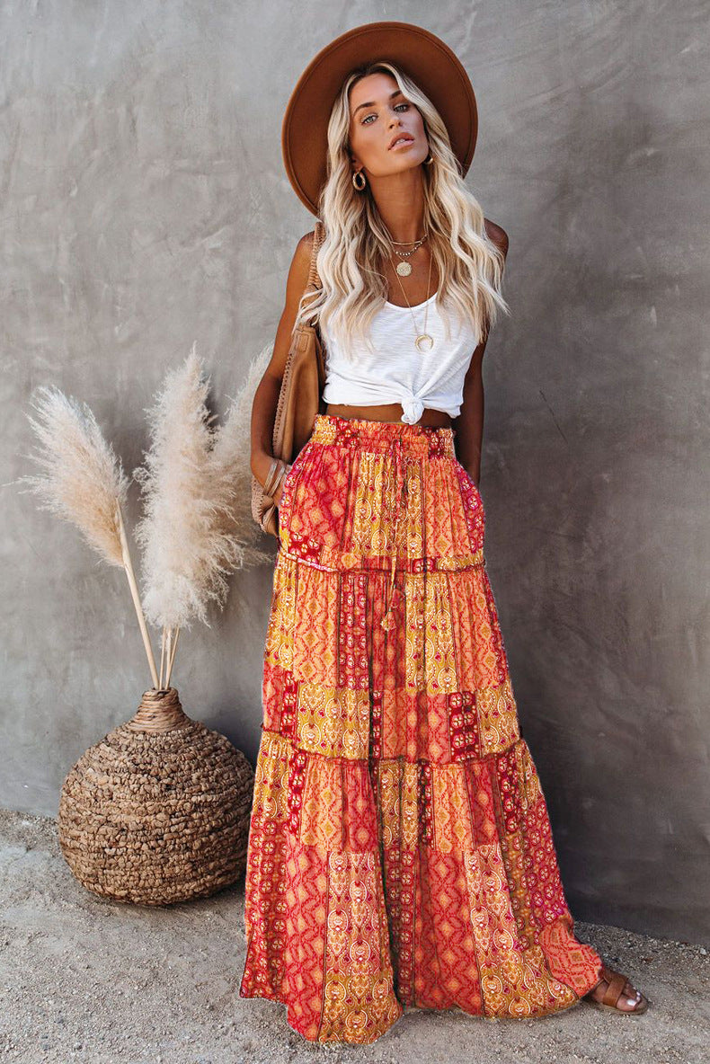 Boho Maxi Skirt for Women | High Waist Skirt | Summer Skirt | Fall Skirt | Boho Skirt | Boho Vintage Long Jean Skirt