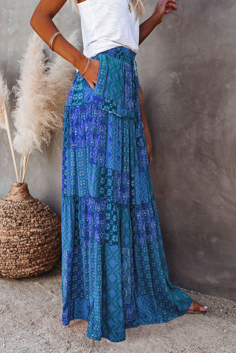 High waisted hotsell boho maxi skirt