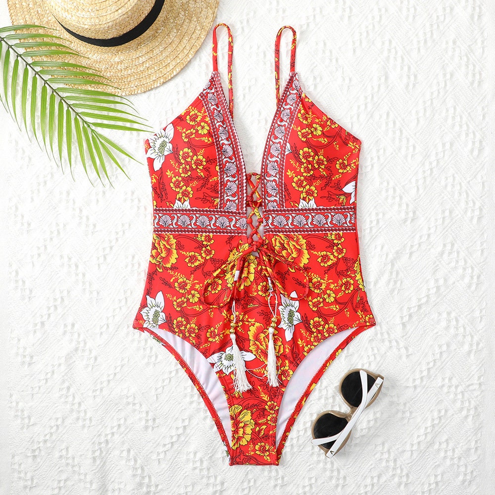 Bohemian Swim Suit | Vintage Swimming Suit | Swimsuit Woman Bikini | One Piece Swimsuit | Monokini Swim Set | Women Bikini Set| Boho Swimwear