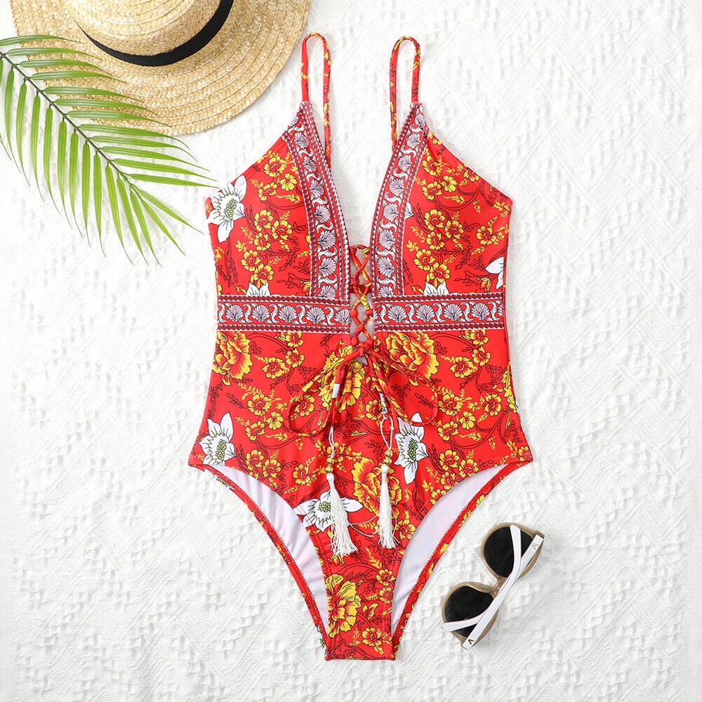 Boho Swim Suit | Vintage Swimming Suit | Swimsuit Woman Bikini | One Piece Swimsuit | Monokini Swim Set | Women Bikini Set| Boho Swimwear