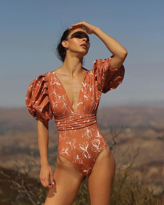 Retro One-Piece Swuimsuit| Women Swimsuit Set | Push Up Swimsuit | V-neck One-Piece Boho Swimsuit | Vintage Swimming Suit | Boho Swimwear