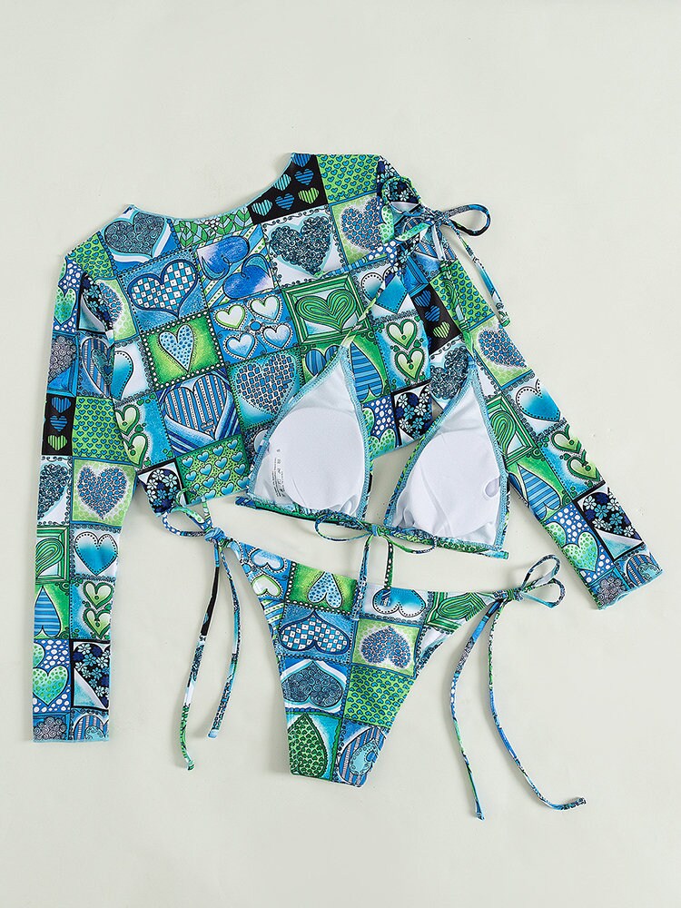 3 Piece Swimming Beachwear, Push Up Women's Swim Suit