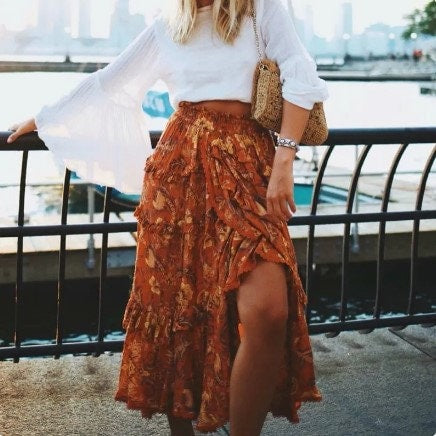 Bohemian Skirt | Floral Skirt | Summer Skirt | Fall Skirt | Maxi Skirt | Boho Skirts | Skirts for Women | Skirt for Summer