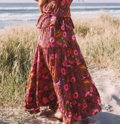 Red Floral Maxi Skirt | Bohemian Floral Skirt | Summer Skirt | Fall Skirt | Maxi Skirt|Boho Skirts for Women |Skirt for Women| Summer Skirt