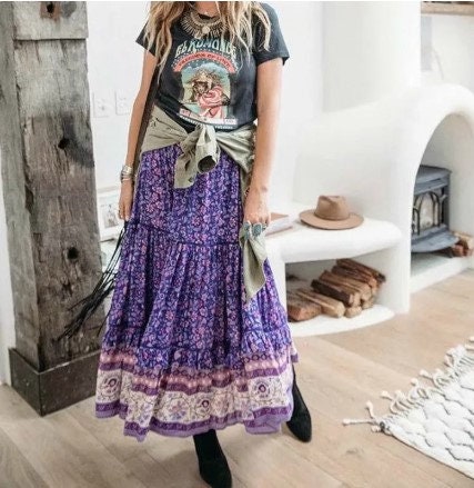 Bohemian Floral Print Maxi Skirt | Floral Skirt | Summer Skirt | Fall Skirt