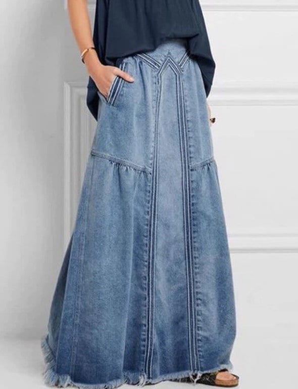 Denim Maxi Skirt for Women | Cotton Skirt | Summer Skirt | Fall Skirt | Boho Skirt | Boho Vintage Long Jean Skirt