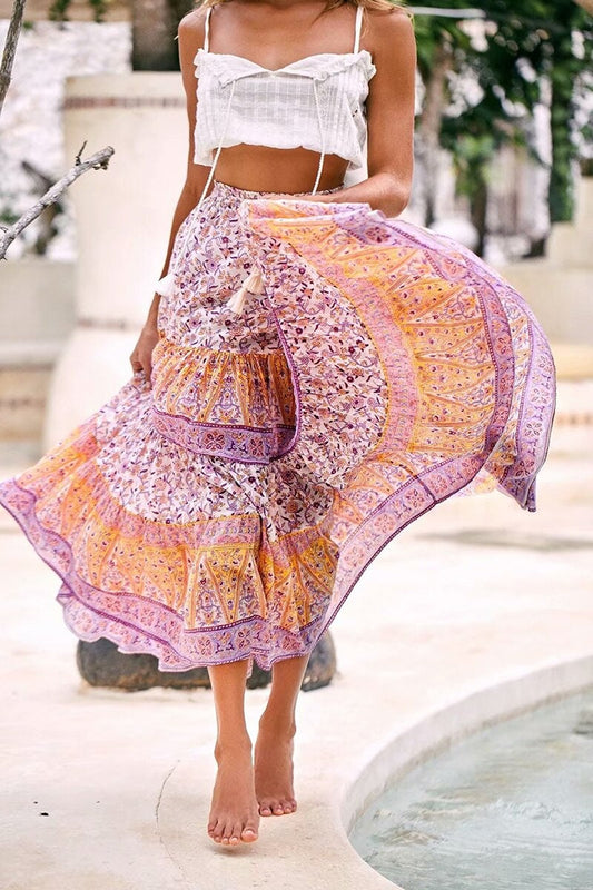 Bohemian Floral Print Maxi Skirt | Floral Skirt | Summer Skirt | Casual Skirt