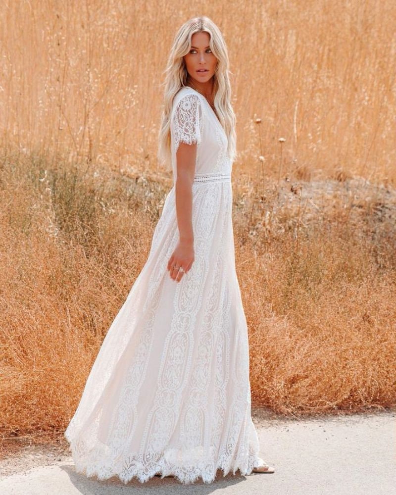 Vintage Hippie Dress Vintage 70's high quality White Eyelet Boho Hippie Wedding Dress S M Hippy Wedding Dress Boho Wedding Dress White Maxi Dress