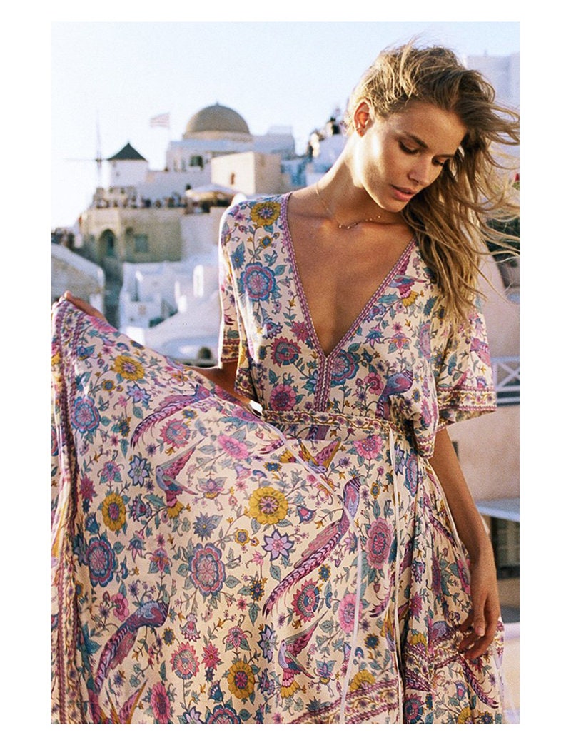 Boho Summer Maxi Dress Pink Multicolor Floral Dress Summer Dresses For –  Shoptiques
