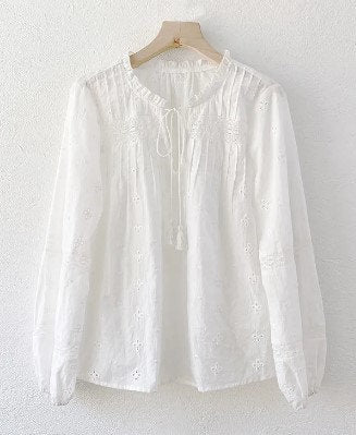 Cotton White Bohemian Blouse | Boho Long Sleeve Top | Boho Lace Top | Spring Blouse | Boho Blouses for Women | Summer Blouse | Boho Shirts