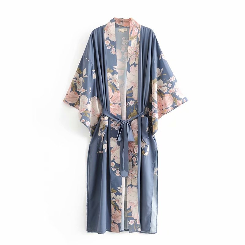 Satin Retro Kimono | Spring Dress | Sexy Party Dress | Boho Dress | Bohemian Beach Dress | Summer Dress for Women | Elegant Maxi Dress