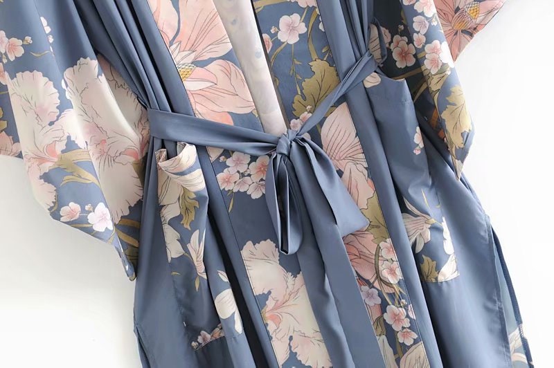 Satin Retro Kimono | Spring Dress | Sexy Party Dress | Boho Dress | Bohemian Beach Dress | Summer Dress for Women | Elegant Maxi Dress