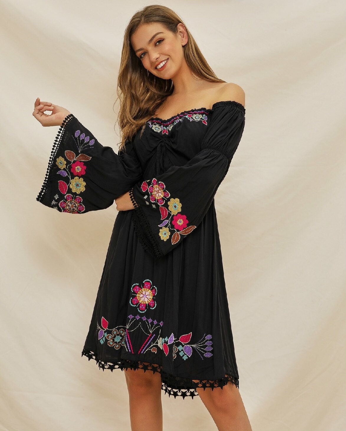 2023 Boho Beach Sunflower Print Maxi Dress Fashion Women Long Dress Full  Sleeve Party Holiday Muslim Travel Photo Vestidos Robe