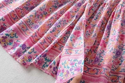 Floral Maxi Skirt | Bohemian Pink Floral Skirt | Summer Skirt | Fall Skirt | Maxi Skirt|Boho Skirts for Women |Skirt for Women| Summer Skirt