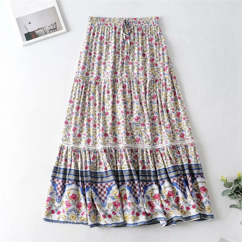 Bohemian Floral Print Maxi Skirt | Floral Skirt | Summer Skirt | Fall Skirt