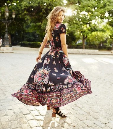 Floral Maxi Dress | Summer Dress | Vintage Dress | Bohemian Maxi Dress | Cocktail Party Dresses | Maxi Dress | Boho Dresses for Women