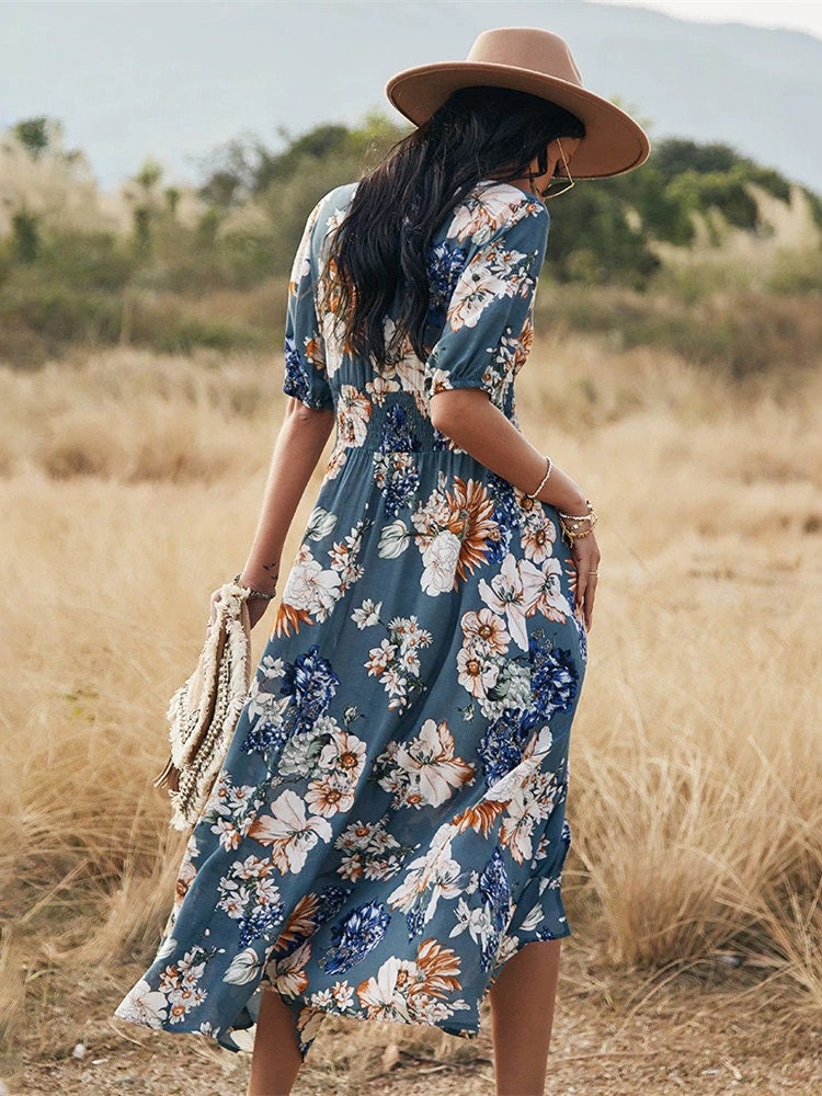 Floral Ladies Dress | Summer Boho Dress | Fashion Dress | Bohemian Flowy Dress | Party Dresses | Summer Dress