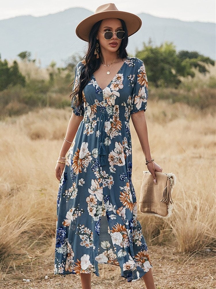 Floral Ladies Dress | Summer Boho Dress | Fashion Dress | Bohemian Flowy Dress | Party Dresses | Summer Dress