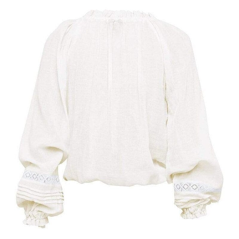 Cotton White Bohemian Blouse, Boho Long Sleeve Top