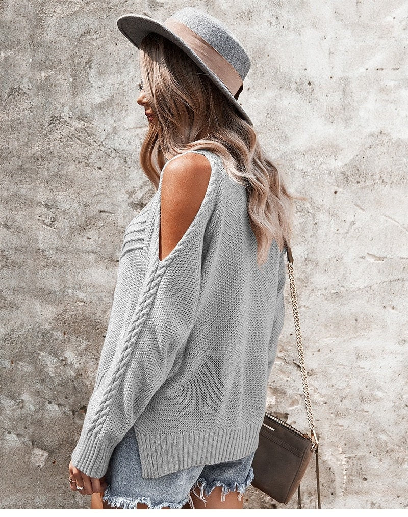 Sexy Sweater | Boho Sweater | Autumn Solid Color Long Sleeve Sweater | Knit Sweater