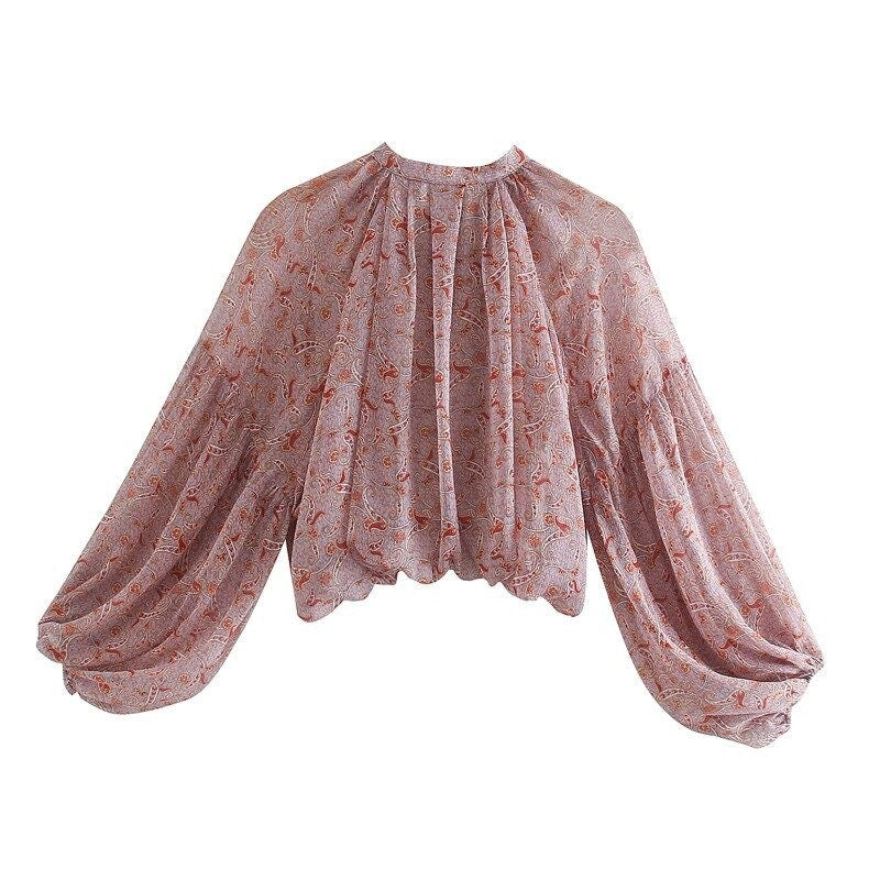 Sexy Crop Top | Chiffon Long Sleeve Top | Puff Long Sleeve Blouse | Spring Blouse | Boho Blouse for Women | Summer Blouse