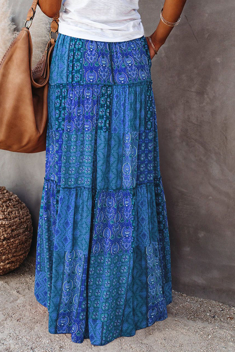 Boho Maxi Skirt for Women | High Waist Skirt | Summer Skirt | Fall Skirt | Boho Skirt | Boho Vintage Long Jean Skirt